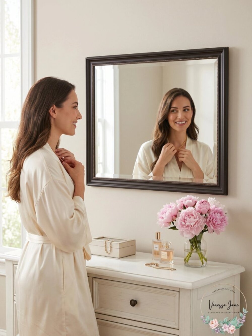 Amanti Art Rectangle Bronze/Copper Metallic Modern Mirror size 43.50 in. x 33.50